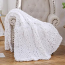 WESHIONGOO Chunky Knit Blanket Throw Knitted Throw Blankets for Couch Bed Fluffy Soft Blanket with Jumbo Chenille Yarn Thick 100% Handmade (White, 50"×60") by CozyNest Decor
