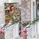 BLKWHT Winter Cat House Flag 28 x 40 Vertical Double Sided Christmas Holiday Outside Decorations Burlap Yard Flag BW738-40 by GreenHaven Gardens