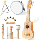 Kids Guitar Set - 7 in 1 Musical Instruments for Toddlers 2-4, Wooden Musical Toys for 2 3 4 Year Old Boy & Girls Birthday Gifts, Band Sets with Ukulele/Flute/Tambourine/Maracas Toys for Kids 3-5 by TinyTreasures Baby Boutique