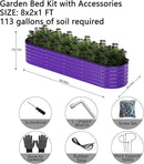 Galvanized Metal Planter Raised Garden Bed Kit for Gardening Outdoor，8x2x1ft Planter Grow Garden Box Raised Flower Bed，Long Vegetable Clearance Herb Raised Garden Beds for Gardening by GreenHaven Gardens
