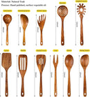 GUDAMAYE 11 PCE Wooden Spoons for Cooking, Wooden Kitchen Utensils Set,Wooden Cooking Utensils,Natural Teak Wooden Spoons For Non-stick Pan by CozyNest Decor
