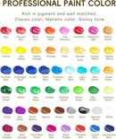 50 Color Acrylic Paint Set, 2oz Bottles, Rich Pigmented Canvas Paint with 10 Brushes &Palette, Professional Art Supplies Kit for Adults & Kids, Non-Toxic, Suitable for Canvas, Rocks, Wood by TinyTreasures Baby Boutique