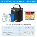 Breastmilk Cooler Bag with Ice Pack Fits 4 Baby Bottles Up to 9 Ounce, Baby Bottle Cooler Bag Suitable for Nursing Mom Daycare, Black by TinyTreasures Baby Boutique
