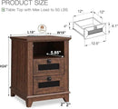 Nightstand with Charging Station,OKD 18'' Industrial & Farmhouse End Table with 2 Drawers &Open Cubby, Rustic Mesh Drawer Sofa Side Table w/Storage for Bedroom, Living Room, Office, Reclaimed Barnwood by CozyNest Decor