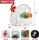 Solar Chicken Garden Statue Lights for Outdoor Decor with Cracked Glass LED Rooster Figurine Lighting Resin Succulent Hen Decorations for Patio Lawn Yard Home Housewarming Mom Wowen Gifts by GreenHaven Gardens