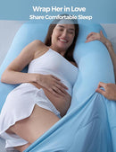 Momcozy Pregnancy Pillow with Cooling Cover, Dreamlign U Pro Maternity Pillow with Adjustable Leg Pillow - Support for Back, HIPS, Belly, Legs for Pregnant Women, 50-72 Inch, Bule by TinyTreasures Baby Boutique