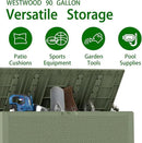 Outdoor Storage Box, 90 Gallon Deck Box, Waterproof Resin Storage Bin for Patio Cushions, Gardening Tools, Lockable, UV Resistant,Olive Green by GreenHaven Gardens