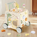 Wooden Activity Cube Push Walker, Wooden Baby Walker, Montessori Push Toys for Babies Learning to Walk & Sit-to-Stand by TinyTreasures Baby Boutique