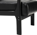 Glitzhome Accent Armchair with Walnut Ruberwood Frame, Black PU Leather Lounge Chair for Living Room by CozyNest Decor