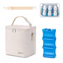 Breastmilk Cooler Bag with Ice Pack Fits 6 Baby Bottles Up to 9 Ounce, Baby Bottle Bag with Shoulder Strap for Nursing Mom Daycare, Cream by TinyTreasures Baby Boutique