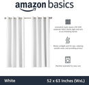 Amazon Basics Light Blocking Room Darkening Blackout Window Curtain with 2 Panels Grommets, for Living Room and Bedroom, 52 x 63 inches, White - Set of 2 by TinyTreasures Baby Boutique