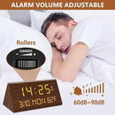 Kogonee Wooden Digital Alarm Clock, 0-100% Dimmer, 2 Alarm Settings, Weekday/Everyday Mode, 9 Mins Snooze, 12/24H, Temperature and Date Display for Office, Travel, Bedroom Alarm Clock (Brown) by CozyNest Decor