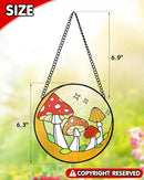Tuitessine Mushroom Stained Glass Suncatcher Moon Toadstools Window Wall Hanging Ornament Hand-Painted Glass Panel Decor for Home Gift for Nature Plant Mushroom Lovers 6.3"*6.3"