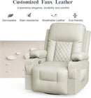 Recliner Chairs for Adults, Massage Rocker with Heated Modern Ergonomic Lounge 360 Degree Swivel Single Sofa Seat Living Room Lounge Recliners Ivory White by CozyNest Decor