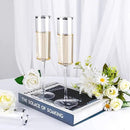Ciaell 24 Pack Silver Plastic Champagne Flutes - 6 Oz Disposable Champagne Glasses - Square Silver Rim Plastic Toasting Glasses for Party Birthday Anniversary Wedding by CozyNest Decor