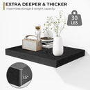 Fun Memories Floating Shelves - 2 Pack 12 Inch Deep Rustic Wooden Wall Shelves - Extra Deeper & Thicker Wall Mounted Storage Shelf for Kitchen, Farmhouse - 16" W x 12" D x 1.5" H - Rustic Black by CozyNest Decor