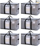 TAILI Extra Large Moving Bags, 6 Pack Silver Heavy Duty Totes For Storage with Visible Window, Wrap Around Handles, Storage Bags for Space Saving, Alternative to Moving Boxes by TinyTreasures Baby Boutique