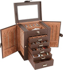 Kendal Jewelry Box, 6-Layer Jewelry Storage Organizer for Necklace Bracelet Rings Watch, 10.2"x8.2"x6" Classic Brown PU Leather 5 Drawers Large Storage Capacity with Mirror by TinyTreasures Baby Boutique