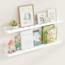 Fun Memories Picture Ledge Shelf for Wall, 36 inch Pine Wood Nursery Book Shelves Set of 2- Wall Book Shelves for Kids Room, Home Decor - Kitchen Spice-White by TinyTreasures Baby Boutique