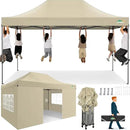 COBIZI 10x15 Heavy Duty Pop up Canopy Tent with 4 sidewalls Commercial Outdoor Canopy Wedding Party Tents for Wedding All Season Wind & Waterproof Gazebo with Carry Bag, Khaki(Frame Thickened) by GreenHaven Gardens