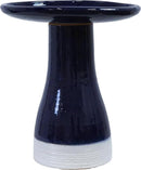 Sunnydaze 21" H Ceramic Bird Bath for Outside - Hand-Painted Outdoor Bird Bath Bowl, UV/Frost-Resistant Finish - Midnight Blue - Ribbed Pedestal by GreenHaven Gardens