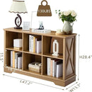 Farmhouse 6 Cube Bookshelf, Storage Organizer Bookcase, Kids Toy Storage Cabinet, Long Bookshelves Storage Organizer Shelf, Wood Display Cabinet Book Shelves for Bedroom,Living Room,Natural Oak by CozyNest Decor