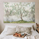 HZOHNAGO Japanese Tapestry Tree Misty Garden Lake Printed Wall Tapestry Ink Painting Wall Hanging for Bedroom Living Room Dorm 90" W x 60" H