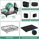 MOUKABAL Dish Drying Rack, Dish Rack, Large Dish Racks for Kitchen Counter, Drying Rack Kitchen with Removable Utensil Holder, Drainboard (Grey/Gray) by CozyNest Decor