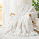 Touchat Luxury 1000GSM Rabbit Faux Fur Blanket, Super Heavy Warm Cozy Brown Blankets for Couch Bed Sofa, Ruched Plush Fuzzy Elegant Soft Reversible Mink Blanket for Living Room Bedroom, 90" x 90" by CozyNest Decor