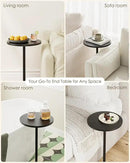 Masupu Drink Table, Round Side Table for Small Spaces, Pedestal Side Table, Small End Table with Metal Base, for Living Room, Bedroom, Bathroom, Black by CozyNest Decor