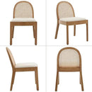 Mid Century Dining Chairs Set of 4, Accent Rattan Side Chairs Sherpa Fabric Kitchen Chair with Solid Wooden Legs for Living Room Dining Room, White by CozyNest Decor