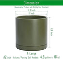 D'vine Dev 12 Inch Ceramic Planter Pot with Drainage Hole and Saucer, Indoor Cylinder Round Planter Pot, Olive, 94-O-F-J by GreenHaven Gardens