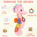 Fuzqq Baby Girl Toys 0-6 Months,Musical Stuffed Animal Plush Toy with Rattle,Soft Newborn Toy for 0 3 6 9 12 Months Girls,Baby Girl Gift,Pink by TinyTreasures Baby Boutique