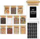 ComSaf Spice Jars with Labels 6 oz 12Pack, Small Spice Containers Starter Set, Glass Seasoning Jars with Lids, Square Seasoning Containers for Salt, Pepper, Chili Powder, Sugar, Ginger Ground, Cumin by CozyNest Decor