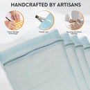 4-Piece Blue Large Durable Organic Cotton Mesh Laundry Bags with Sturdy Zippers and Breathable Mesh are Delicate Laundry Bags for Underwear, Clothes, Pants and Socks by TinyTreasures Baby Boutique