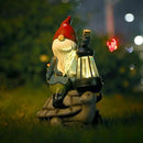 Gnome and Turtle Garden Decor, Large Outdoor Garden Sculptures & Statues, Outside Patio Yard Lawn Decorations, Housewarming for Women, Mom, Grandma with Solar Lantern by CozyNest Decor