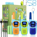 Walkie Talkies for Kids Rechargeable Walkie-Talkie for Adults Long Range FRS 2 Way Radio 3 Pack with Lanyard Battery 4 Miles NOAA USB, Family Toys for 3-12 Year Old Girls Boys Toddlers Camping by TinyTreasures Baby Boutique