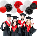 Red-Black White Party-Decorations Paper Flowers Lanterns - 15PCS Halloween Birthday Tissue Pom Poms Streamers,Wedding Baby Bridal Shower Hanging Supplies Decor Hugfond by CozyNest Decor