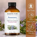 Majestic Pure Rosemary Essential Oil with Glass Dropper - Huge 4 Fl Oz - 100% Pure and Natural Rosemary Oil - Premium Grade Essential Oils for Diffuser, Aromatherapy, Soap and Candle Making by CozyNest Decor