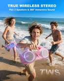 Bluetooth Speaker 80W(Peak)Loud with Bass, 20H Playtime, IPX7 Waterproof, RGB Lights, TWS, Large Portable Wireless Speakers for Outdoor, Home, Party, Pool, Beach, Tailgating, Gym, Work, Gifts (Pink) by TinyTreasures Baby Boutique