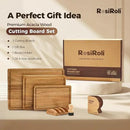 Acacia Wood Cutting Board for Kitchen, 3 Set with Holder - FSC Certified Large Wood Charcuterie Cheese Board with Handles and Juice Grooves, Wooden Chopping Block, Ideal Gift Set of 3 (S/M/L) by CozyNest Decor