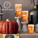 Thanksgiving Blessings LED Candles Pumpkin Glitter Desgin Real Wax Flickering Flameless Fall Harvest Battery Operated with Remote Timer 6H for House Warming Gifts New Home Table Tary Decor by GreenHaven Gardens