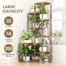 HOMKIRT Tall Corner Plant Stand with Grow Lights, Plant Shelf Indoor for Multiple Plants, Wood Plant Ladder Rack Holder Display Flower Stand for Living Room Balcony by GreenHaven Gardens