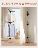 Clothes Drying Rack Foldable, 74.8 inch 2 Tier Laundry Drying Rack with Rotating Clothes Rail for 54 Pieces of Clothes, Space Saving, Indoor, Stainless Steel, Black and Silver CDR002B01 by TinyTreasures Baby Boutique