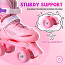 Rainbow Toddler Roller Skates - Size 4 Adjustable | Light Up Quad Skates for Girls & Boys Beginners Aged 3-12 by TinyTreasures Baby Boutique