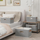 Yawinhe Foldable Storage Baskets for Shelves, Fabric Closet Organizers, Bins with 3 Handles, Cubes for Clothes, Grey, 15''Lx9.8''Wx8.3''H, 4-Pack by TinyTreasures Baby Boutique