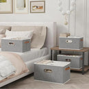 Yawinhe Foldable Storage Baskets for Shelves, Fabric Closet Organizers, Bins with 3 Handles, Cubes for Clothes, Grey, 15''Lx9.8''Wx8.3''H, 4-Pack by CozyNest Decor