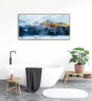 Framed Canvas Wall Art Indigo Abstract Mountain Pictures Wall Decor Blue Grey Orange Mountain Peaks Canvas Painting Prints Modern Abstract Artwork for Living Room Bedroom Decoration 24" x 48" by CozyNest Decor
