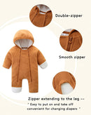 Newborn Baby Fleece Jumpsuit Girls Boys Winter Hooded Coverall Romper Cute Baby Snowsuit Clothes by TinyTreasures Baby Boutique