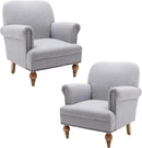 chairus Linen Accent Chair for Living Room Set of 2 Upholstered Mid Century Modern Single Sofa Chair with Solid Wood Legs Comfy Reading Chair Armchair for Bedroom/Office Room/Recption/Lounge, Grey by CozyNest Decor